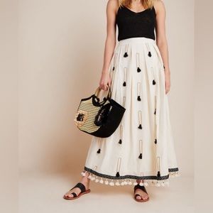NWT Anthropologie x Reynu Tandon Marlee Tassel Maxi Skirt, size M